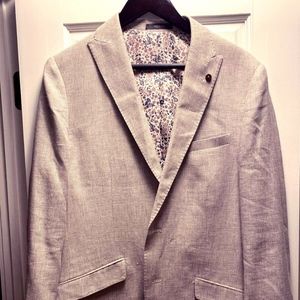 Men's Slim Flit Linen Blazer Primark Tan/Med